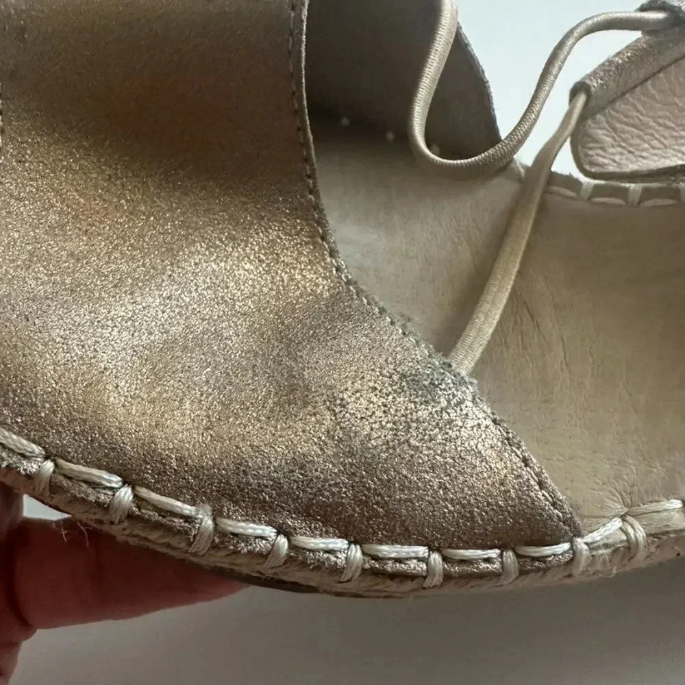 Eileen Fisher Agnes Espadrille Wedge Sandal Women's 8.5‎ Gold Metallic System